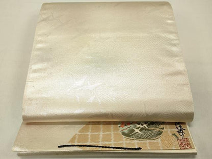 平和屋着物◎全通柄袋帯 飛鶴文 ワンポイント 金銀糸 正絹 逸品 DABC7774ya