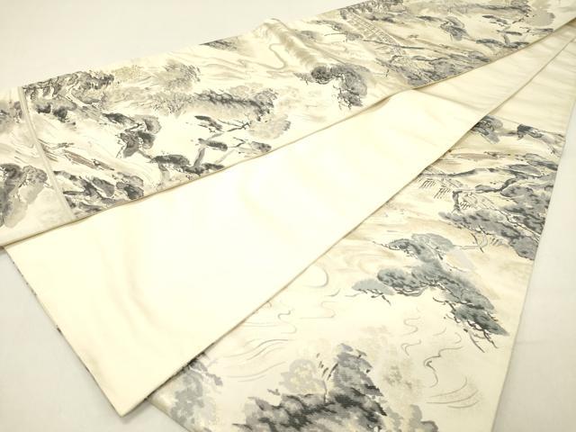 平和屋着物◎六通柄袋帯　唐織　渡月橋　金銀糸　正絹　逸品　DABC7776ya
