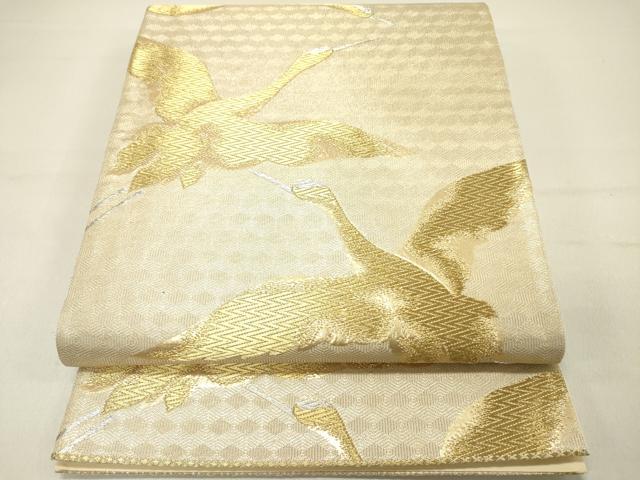 平和屋着物◎六通柄袋帯 飛鶴文 金銀糸 正絹 逸品 DABC7797ya