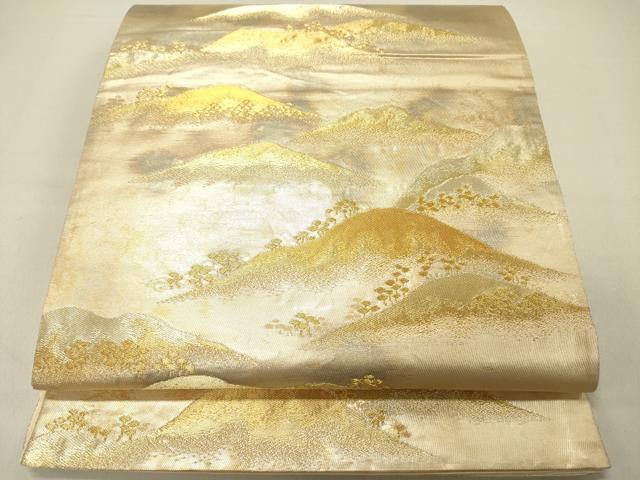 平和屋着物◎六通柄袋帯　遠山風景文　金糸　引箔　正絹　逸品　DABC7798ya
