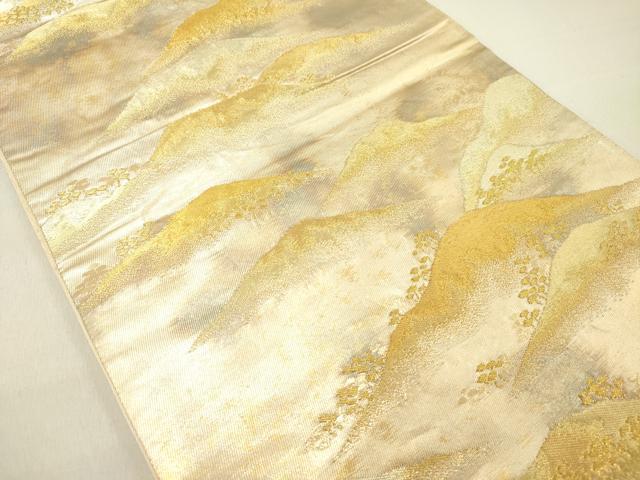 平和屋着物◎六通柄袋帯　遠山風景文　金糸　引箔　正絹　逸品　DABC7798ya