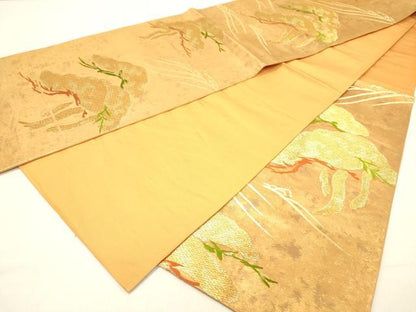 平和屋着物◎六通柄袋帯　唐織　枝松文　正絹　逸品　DABC7814ya