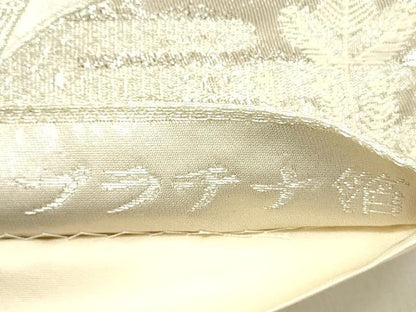 平和屋着物◎六通柄袋帯 唐織 扇面花文 プラチナ箔 正絹 逸品 DABC7815ya