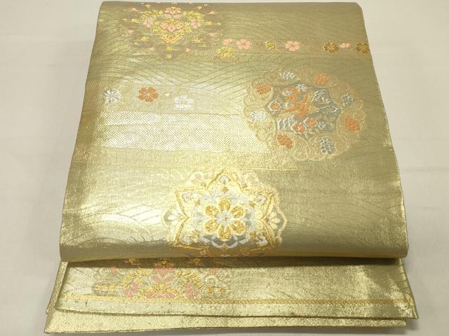 平和屋着物◎佐賀錦 六通柄袋帯 唐織 鴛鴦花文 金銀糸 正絹 逸品 DABC7816ya
