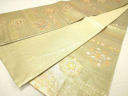 平和屋着物◎佐賀錦 六通柄袋帯 唐織 鴛鴦花文 金銀糸 正絹 逸品 DABC7816ya