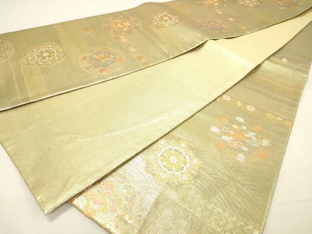 平和屋着物◎佐賀錦 六通柄袋帯 唐織 鴛鴦花文 金銀糸 正絹 逸品 DABC7816ya