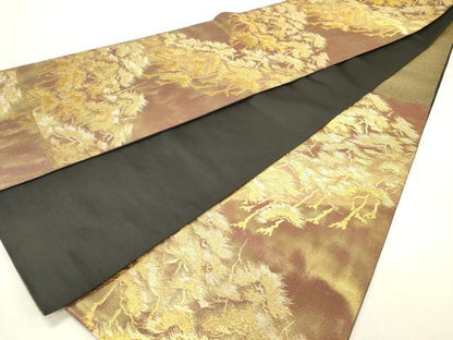 平和屋着物◎六通柄袋帯　枝松文　金糸　正絹　逸品　DABC7817ya