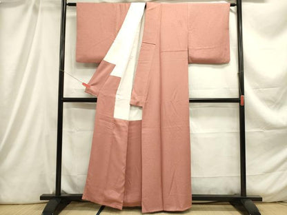 平和屋着物■上質な色無地 霞地紋 遠州茶色 正絹 逸品 DABC7824ya