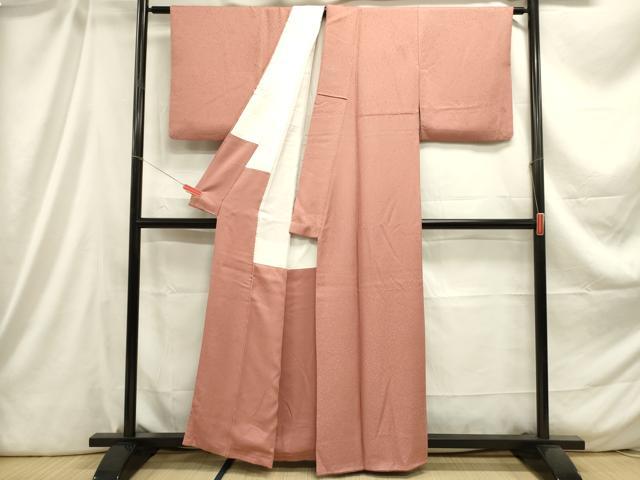 平和屋着物■上質な色無地 霞地紋 遠州茶色 正絹 逸品 DABC7824ya