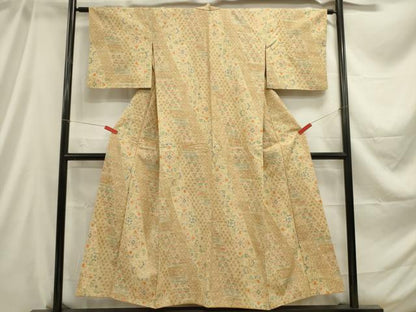 平和屋着物■上質な紬 吉祥花文 胴抜き仕立て 正絹 逸品 DABC7832ya