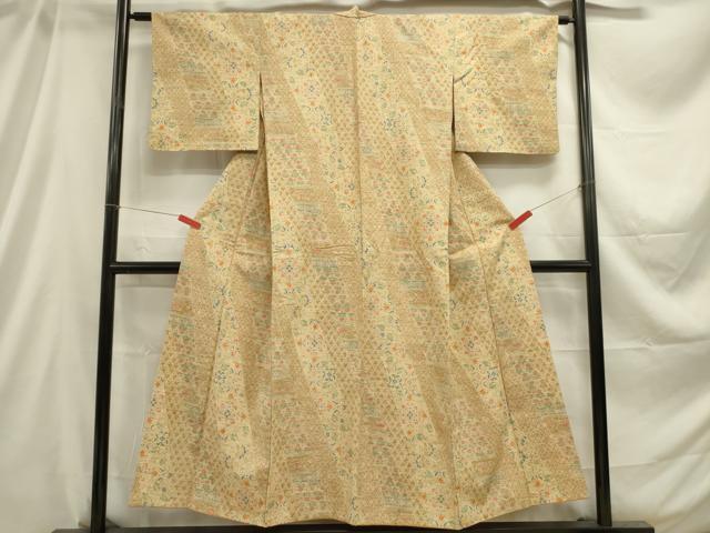 平和屋着物■上質な紬 吉祥花文 胴抜き仕立て 正絹 逸品 DABC7832ya