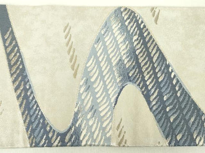 平和屋着物◎九寸名古屋帯 流水文 銀糸 正絹 逸品 DABC7840ya