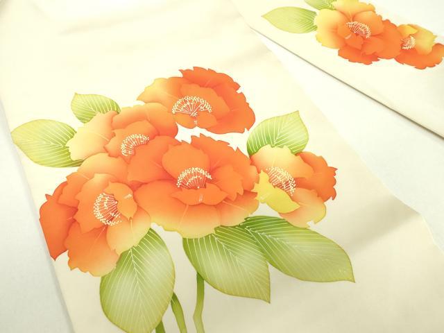 平和屋着物◎塩瀬 九寸名古屋帯 草花文 正絹 逸品 DABC7842ya