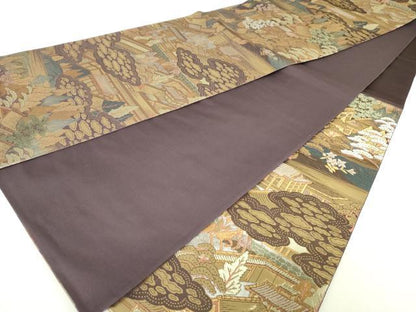平和屋着物◎六通柄袋帯　愛宕山岡　金糸　正絹　逸品　DABC7849ya
