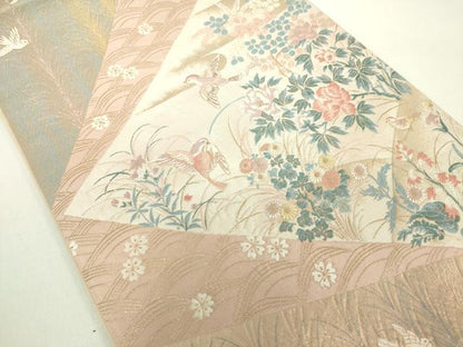 平和屋着物◎六通柄袋帯　唐織　花鳥文　金糸　正絹　逸品　DABC7850ya