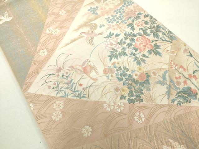 平和屋着物◎六通柄袋帯　唐織　花鳥文　金糸　正絹　逸品　DABC7850ya