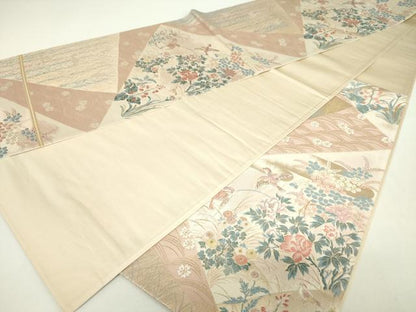 平和屋着物◎六通柄袋帯　唐織　花鳥文　金糸　正絹　逸品　DABC7850ya