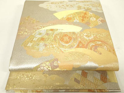 平和屋着物◎六通柄袋帯　唐織　吉祥花文　金銀糸　正絹　逸品　DABC7854ya