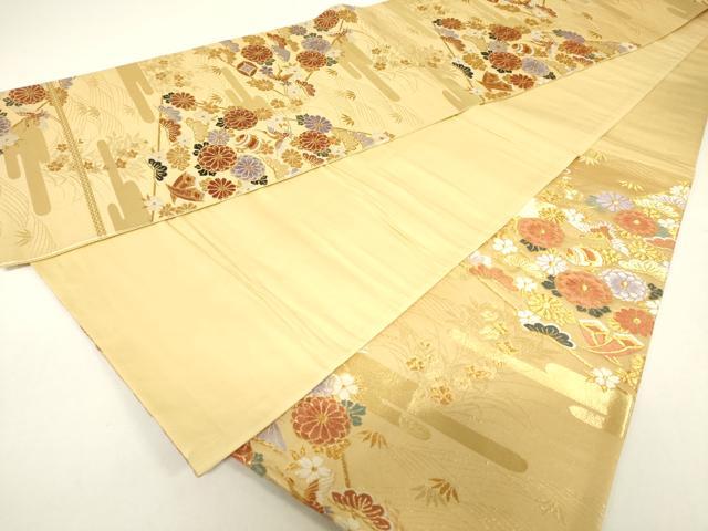 平和屋着物◎六通柄袋帯　唐織　飛鶴花文　金糸　正絹　逸品　DABC7855ya