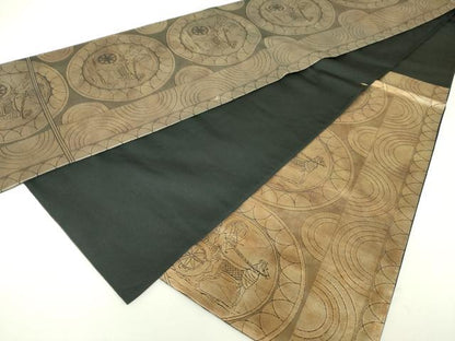平和屋着物◎六通柄袋帯　狩猟文　正絹　逸品　DABC7860ya
