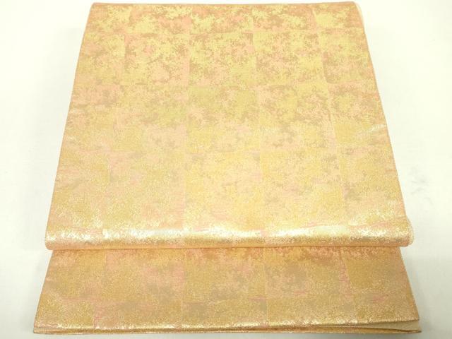 平和屋着物◎綴れ　六通柄袋帯　霞格子　金糸　正絹　逸品　DABC7863ya