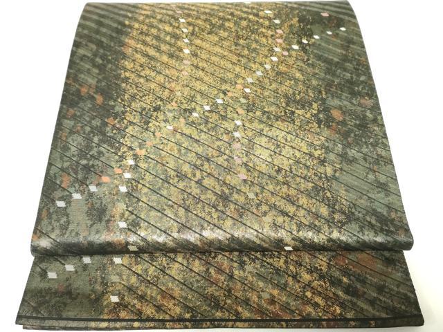 平和屋着物◎六通柄袋帯　霞文　引箔　正絹　逸品　DABC7864ya