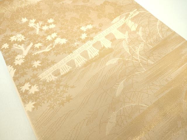 平和屋着物◎六通柄袋帯 京洛百景嵐山 金糸 正絹 逸品 DABC7876ya