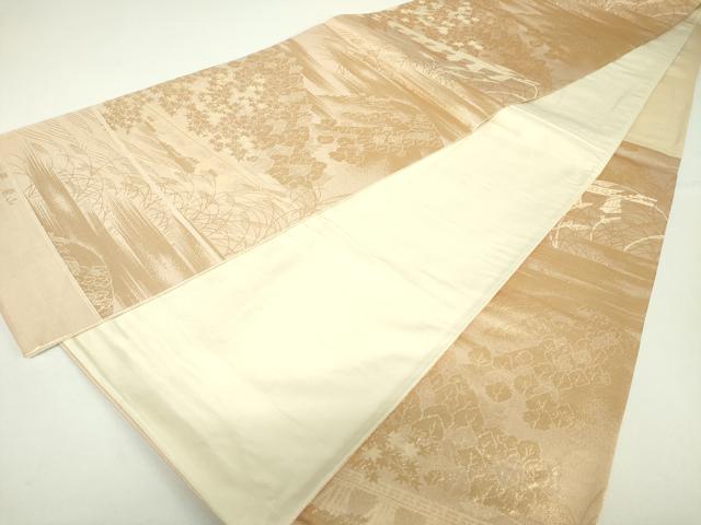 平和屋着物◎六通柄袋帯 京洛百景嵐山 金糸 正絹 逸品 DABC7876ya