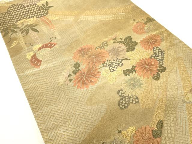 平和屋着物◎六通柄袋帯 花蝶文 金銀糸 金彩 高島屋扱い 正絹 逸品 DABC7877ya