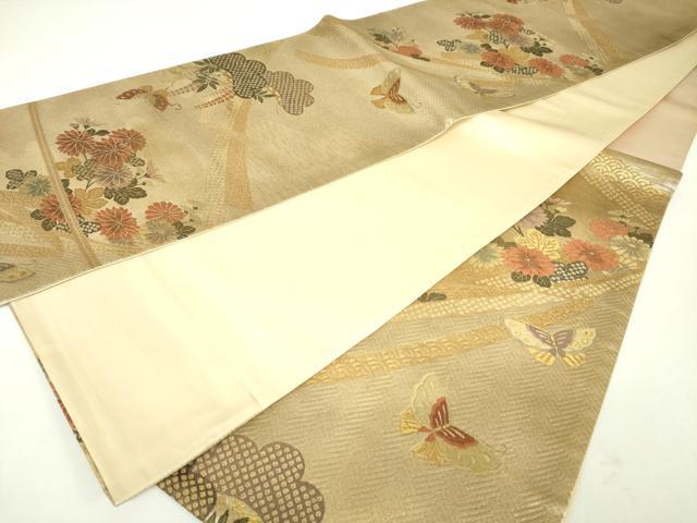 平和屋着物◎六通柄袋帯 花蝶文 金銀糸 金彩 高島屋扱い 正絹 逸品 DABC7877ya
