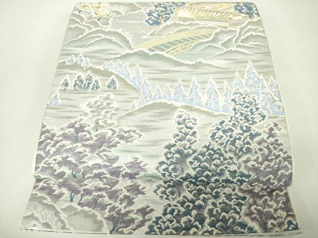 平和屋着物◎六通柄袋帯 唐織 風景文 金銀糸 正絹 逸品 DABC7880ya