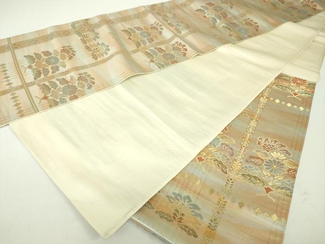 平和屋着物◎六通柄袋帯 更紗花文 金銀糸 正絹 逸品 DABC7888ya
