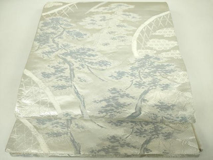 平和屋着物◎六通柄袋帯 唐織 樹林文 銀糸 正絹 逸品 DABC7889ya