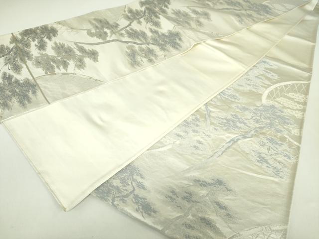 平和屋着物◎六通柄袋帯 唐織 樹林文 銀糸 正絹 逸品 DABC7889ya