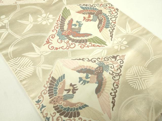 平和屋着物◎六通柄袋帯 織文錦 鳳凰花文 金糸 正絹 逸品 DABC7892ya