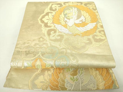 平和屋着物◎六通柄袋帯 鳳凰花文 金銀糸 正絹 逸品 DABC7893ya