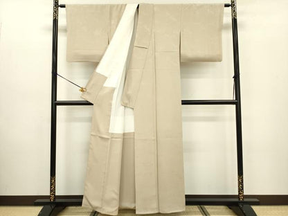 平和屋着物■上質な色無地 渡橋風景地紋 枯野色 正絹 逸品 DABC7898ya