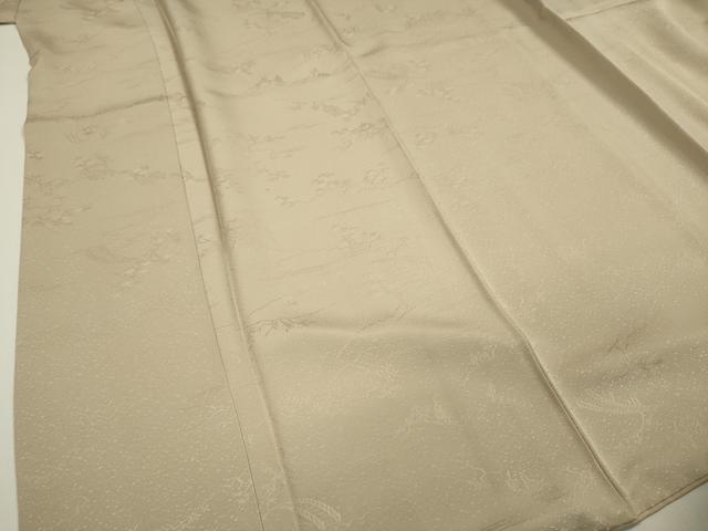 平和屋着物■上質な色無地 渡橋風景地紋 枯野色 正絹 逸品 DABC7898ya