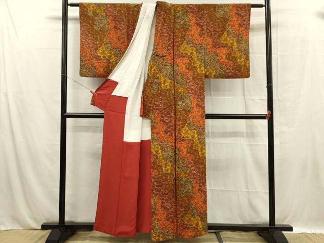 平和屋着物■上質な小紋 切嵌花鳥文 正絹 逸品 DABC7912ya