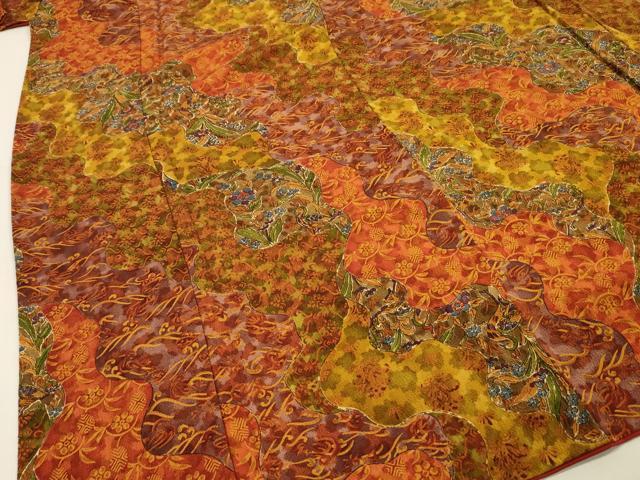 平和屋着物■上質な小紋 切嵌花鳥文 正絹 逸品 DABC7912ya