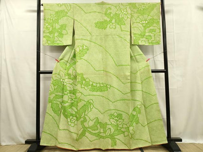 平和屋着物■訪問着 総絞り 草花文 正絹 逸品 DABC7914ya