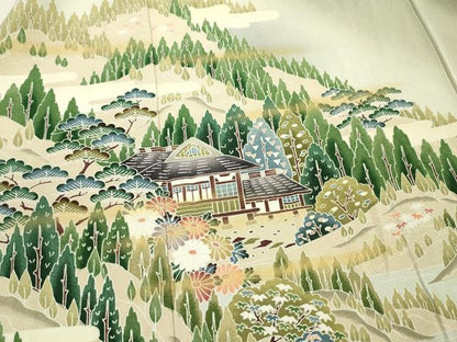 平和屋着物■豪華色留袖 風景文 金彩 正絹 逸品 DABC7916ya