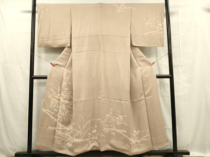 平和屋着物■上質な小紋 刺繍 草花文 金彩 正絹 逸品 DABC7919ya