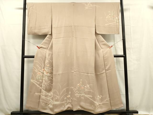 平和屋着物■上質な小紋 刺繍 草花文 金彩 正絹 逸品 DABC7919ya