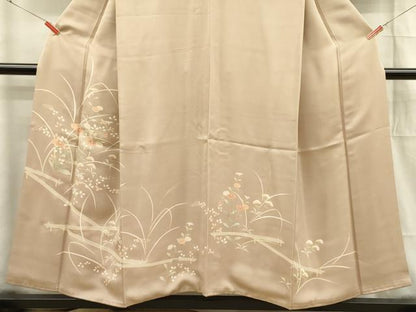 平和屋着物■上質な小紋 刺繍 草花文 金彩 正絹 逸品 DABC7919ya