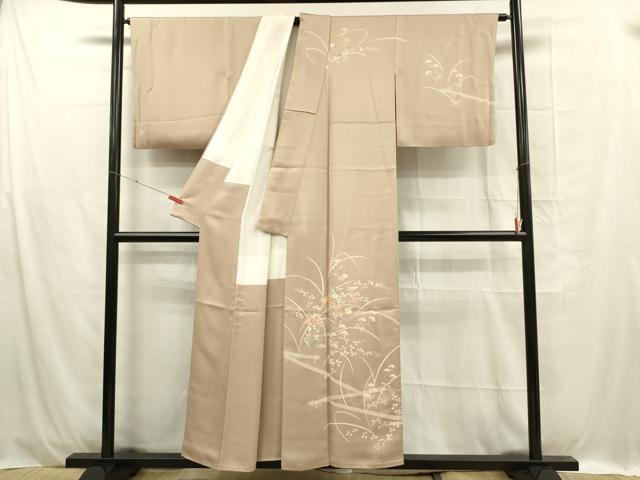 平和屋着物■上質な小紋 刺繍 草花文 金彩 正絹 逸品 DABC7919ya