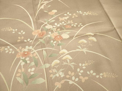 平和屋着物■上質な小紋 刺繍 草花文 金彩 正絹 逸品 DABC7919ya