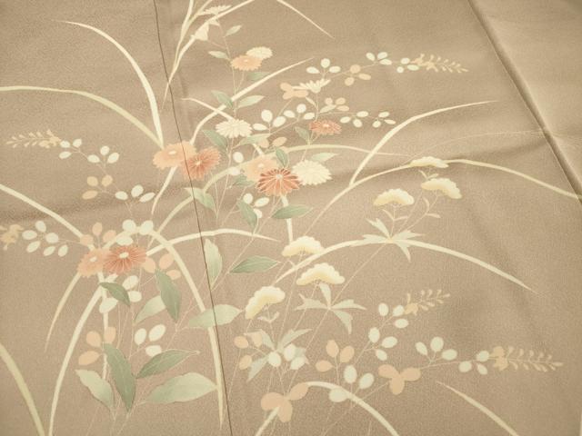平和屋着物■上質な小紋 刺繍 草花文 金彩 正絹 逸品 DABC7919ya