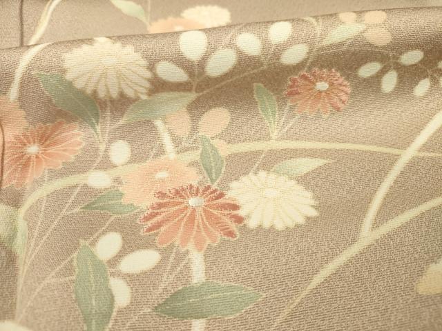 平和屋着物■上質な小紋 刺繍 草花文 金彩 正絹 逸品 DABC7919ya