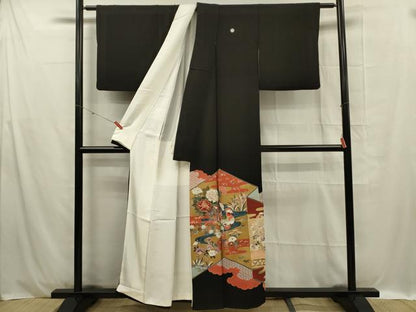 平和屋着物■豪華黒留袖 作家物 刺繍 鴛鴦花文 金彩 正絹 逸品 DABC7920ya